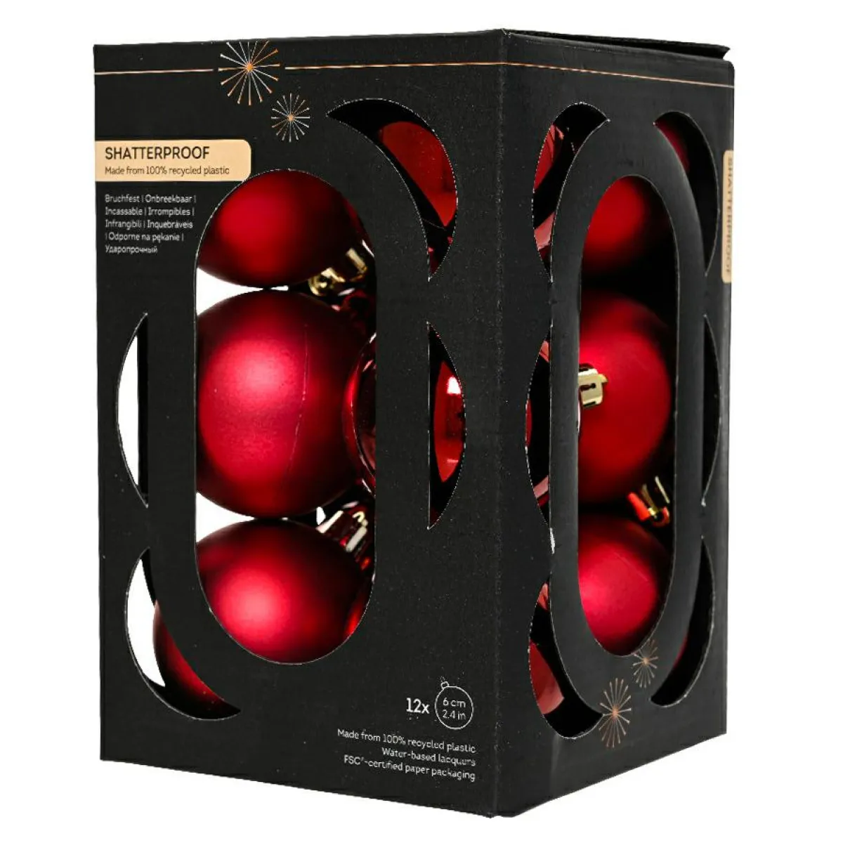 KAEMINGK Lot de 12 boules de Noël (D60 mm) Aravis Bordeaux Outlet