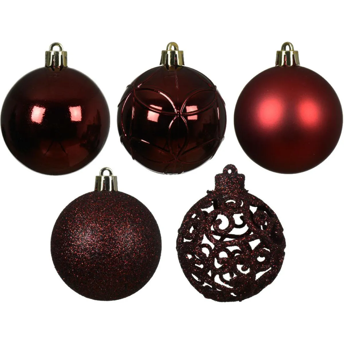 KAEMINGK Lot de 35 boules de Noël (D60 mm) Aravis mix Bordeaux Sale