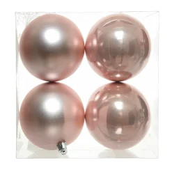 KAEMINGK Lot de 4 boules de Noël (D100 mm) Aravis Rose poudré Clearance