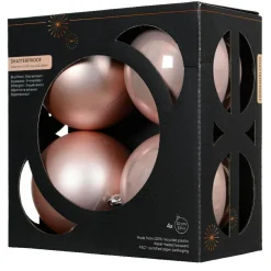 KAEMINGK Lot de 4 boules de Noël (D100 mm) Aravis Rose poudré Clearance