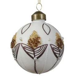 KAEMINGK Lot de 3 boules de Noël (D80 mm) en verre Douceur sucrée Blanc laine
