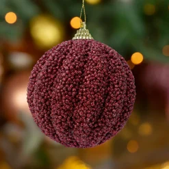 KAEMINGK Lot de 12 boules de Noël (D80 mm) Etincelle Bordeaux Discount