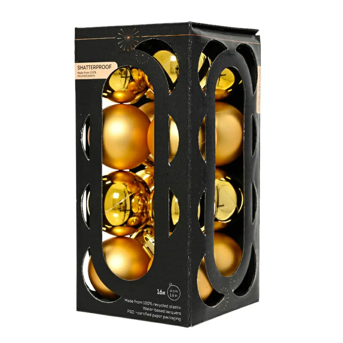 KAEMINGK Lot de 16 boules de Noël (D40 mm) Aravis Or Hot