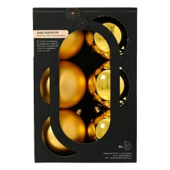 KAEMINGK Lot de 6 boules de Noël (D80 mm) Aravis Or Discount