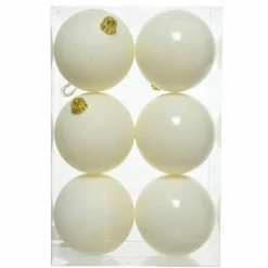 KAEMINGK Lot de 6 boules de Noël (D80 mm) Alpine Blanc laine Hot