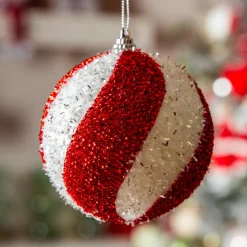 KAEMINGK Lot de 12 boules de Noël (D80 mm) Spiralis Rouge Online