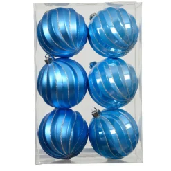 KAEMINGK Lot de 6 boules de Noël (D80 mm) Glam chic Bleu Ciel Outlet