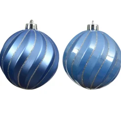 KAEMINGK Lot de 6 boules de Noël (D80 mm) Glam chic Bleu Ciel Outlet