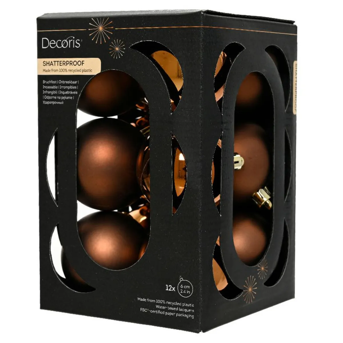KAEMINGK Lot de 12 boules de Noël (D60 mm) Aravis Brun café Best