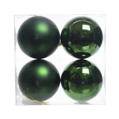 KAEMINGK Lot de 4 boules de Noël (D100 mm) Aravis Vert sapin Best