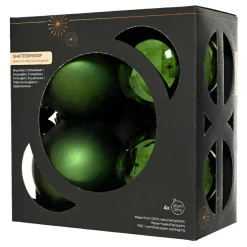 KAEMINGK Lot de 4 boules de Noël (D100 mm) Aravis Vert sapin Best
