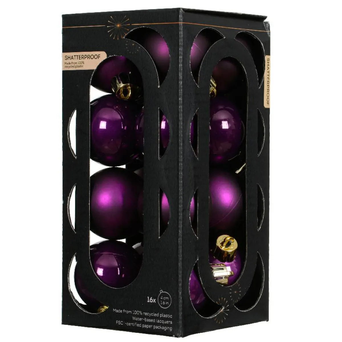 KAEMINGK Lot de 16 boules de Noël (D40 mm) Aravis Figue Violet Best