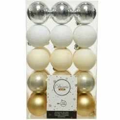 KAEMINGK Lot de 30 boules de Noël (D60 mm) Alpine multi Blanc Discount