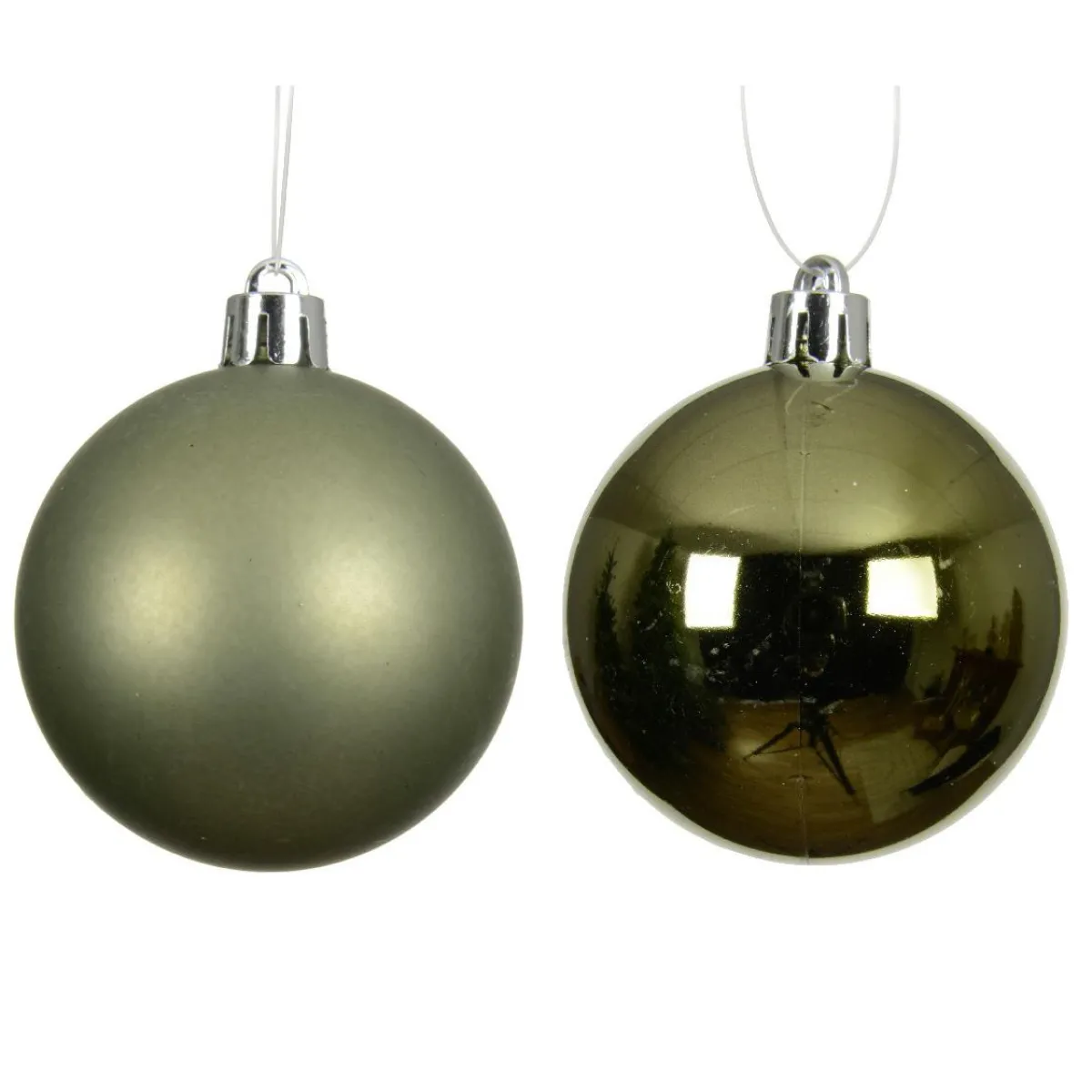 KAEMINGK Lot de 6 boules de Noël (D80 mm) Aravis Vert romarin Hot