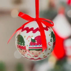 KAEMINGK Lot de 7 boules de Noël (D60 mm) Petits Lutins de Noël Blanc et Rouge Clearance