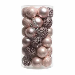 KAEMINGK Lot de 37 boules de Noël (D60 mm) Alpine Mix Rose poudré Outlet