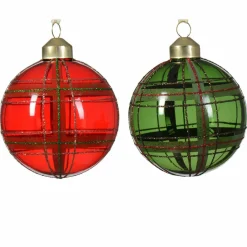 KAEMINGK Lot de 12 boules de Noël (D80 mm) en verre Lauri Rouge Sale