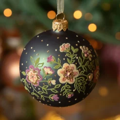 KAEMINGK Lot de 6 boules de Noël (D80 mm) en verre Bouquet Vert sapin Best