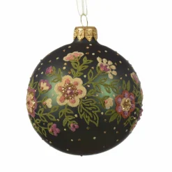 KAEMINGK Lot de 6 boules de Noël (D80 mm) en verre Bouquet Vert sapin Best