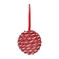 JJA Lot de 6 boules de Noël (D80 mm) Rayé Fantaisie Rouge et blanc Online