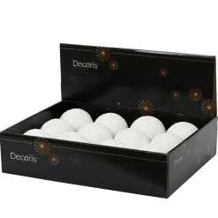 KAEMINGK Lot de 12 boules de Noël (D80 mm) Sequins pailletés Blanc Discount