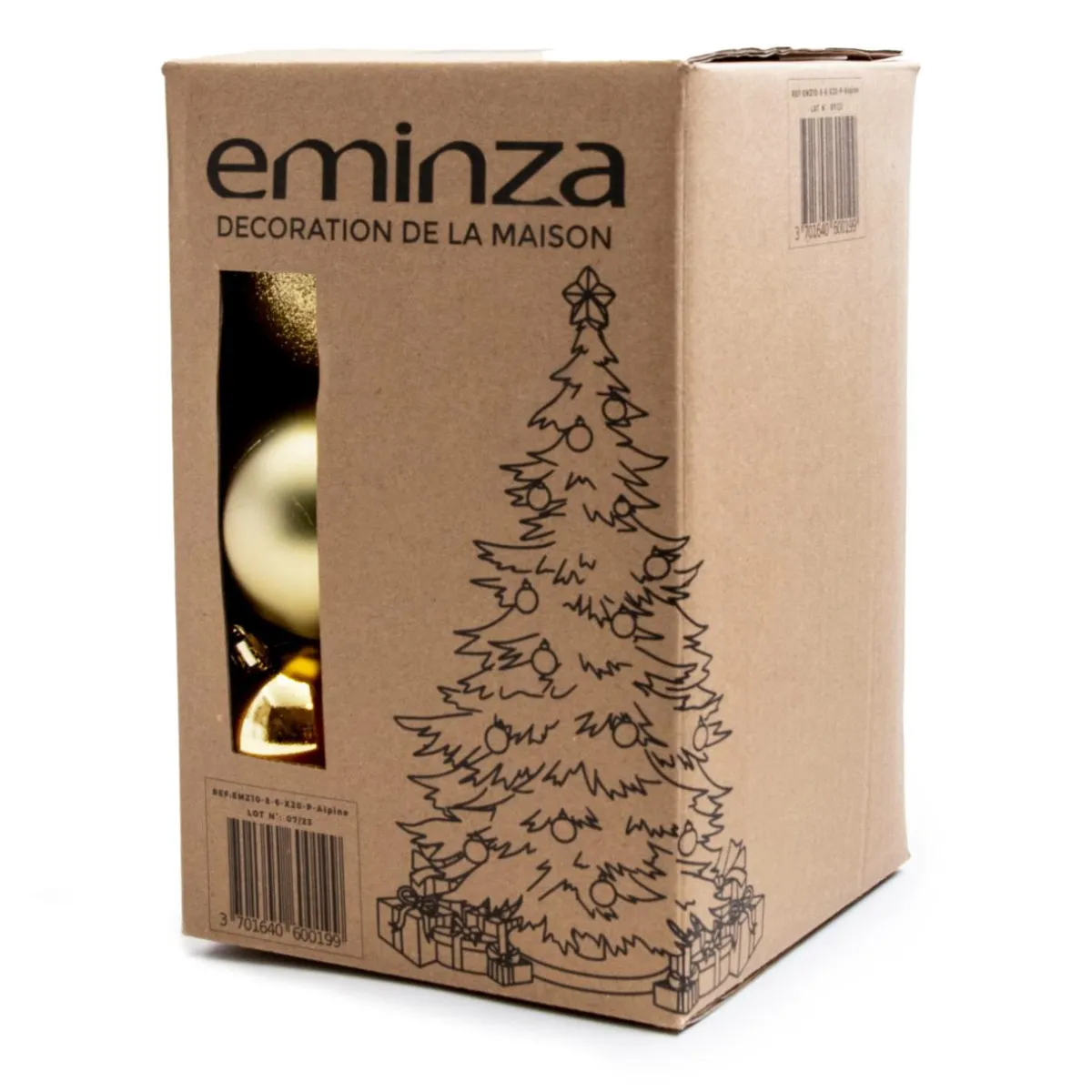 EMINZA Lot de 30 boules de Noël (D80 mm) New Alpine Or New