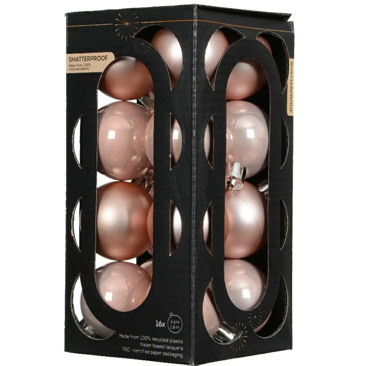 KAEMINGK Lot de 16 boules de Noël (D40 mm) Aravis Rose poudré Online