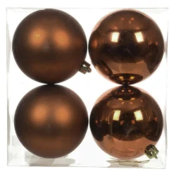 KAEMINGK Lot de 4 boules de Noël (D100 mm) Aravis Brun café Discount