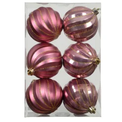 KAEMINGK Lot de 6 boules de Noël (D80 mm) Glam chic Rose Hot