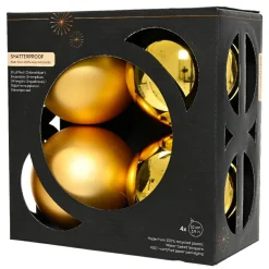 KAEMINGK Lot de 4 boules de Noël (D100 mm) Aravis Or Hot