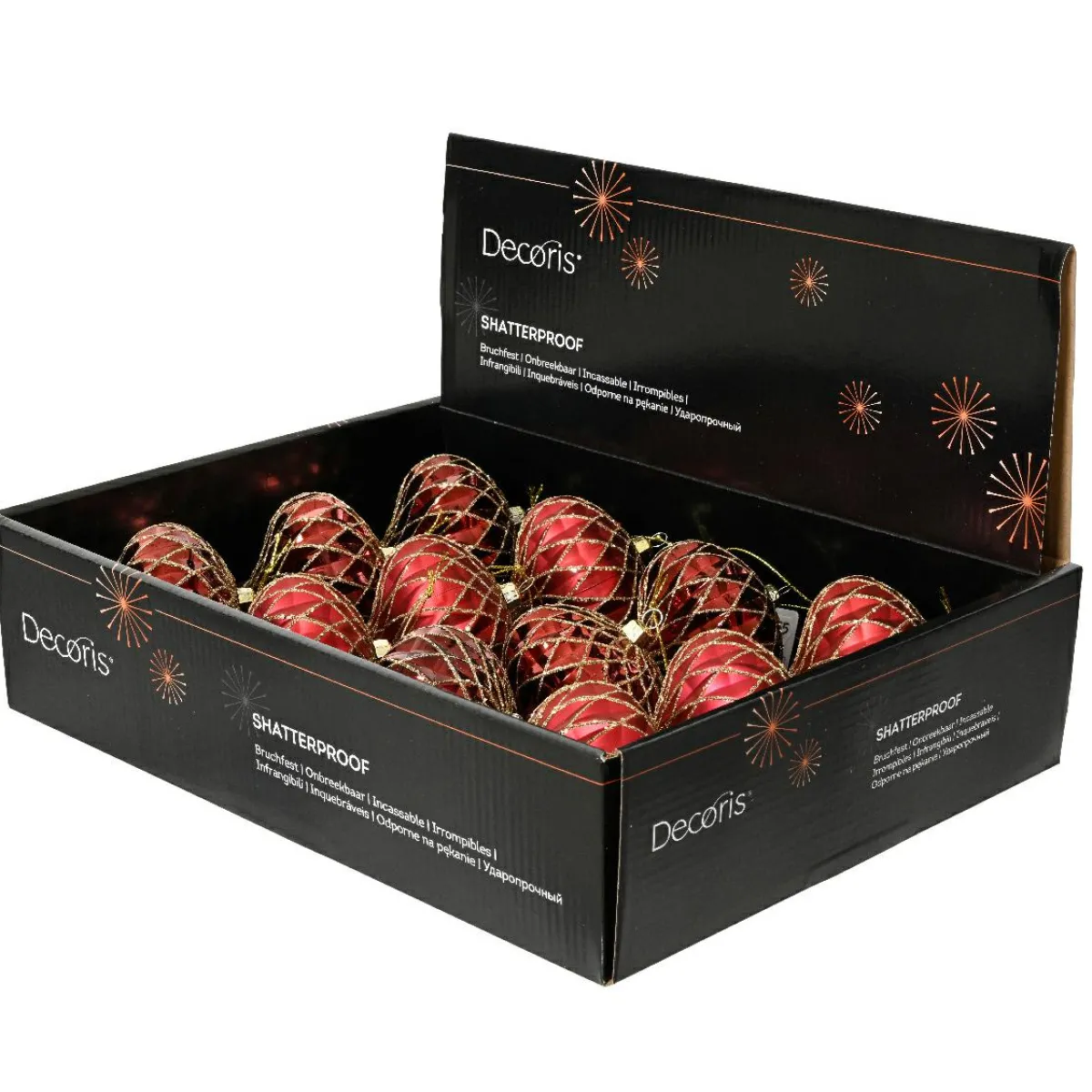 KAEMINGK Lot de 12 boules de Noël (D80 mm) Natale Prezioso Bordeaux Discount