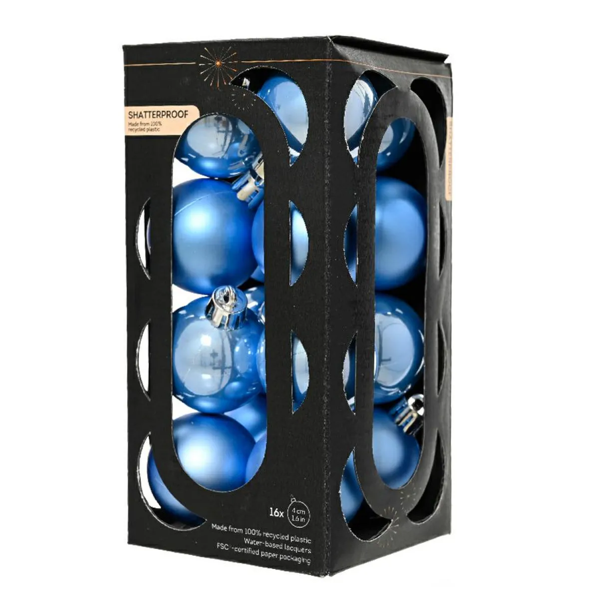 KAEMINGK Lot de 16 boules de Noël (D40 mm) Aravis Bleu Ciel Best