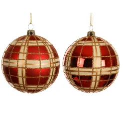 KAEMINGK Lot de 12 boules de Noël (D80 mm) Marilyn pailleté or Rouge New
