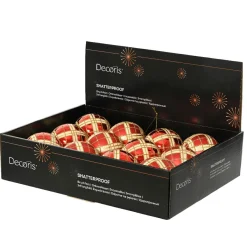 KAEMINGK Lot de 12 boules de Noël (D80 mm) Marilyn pailleté or Rouge New