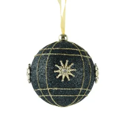 KAEMINGK Lot de 12 boules de Noël (D80 mm) Ciel de cristal et or Bleu nuit Clearance