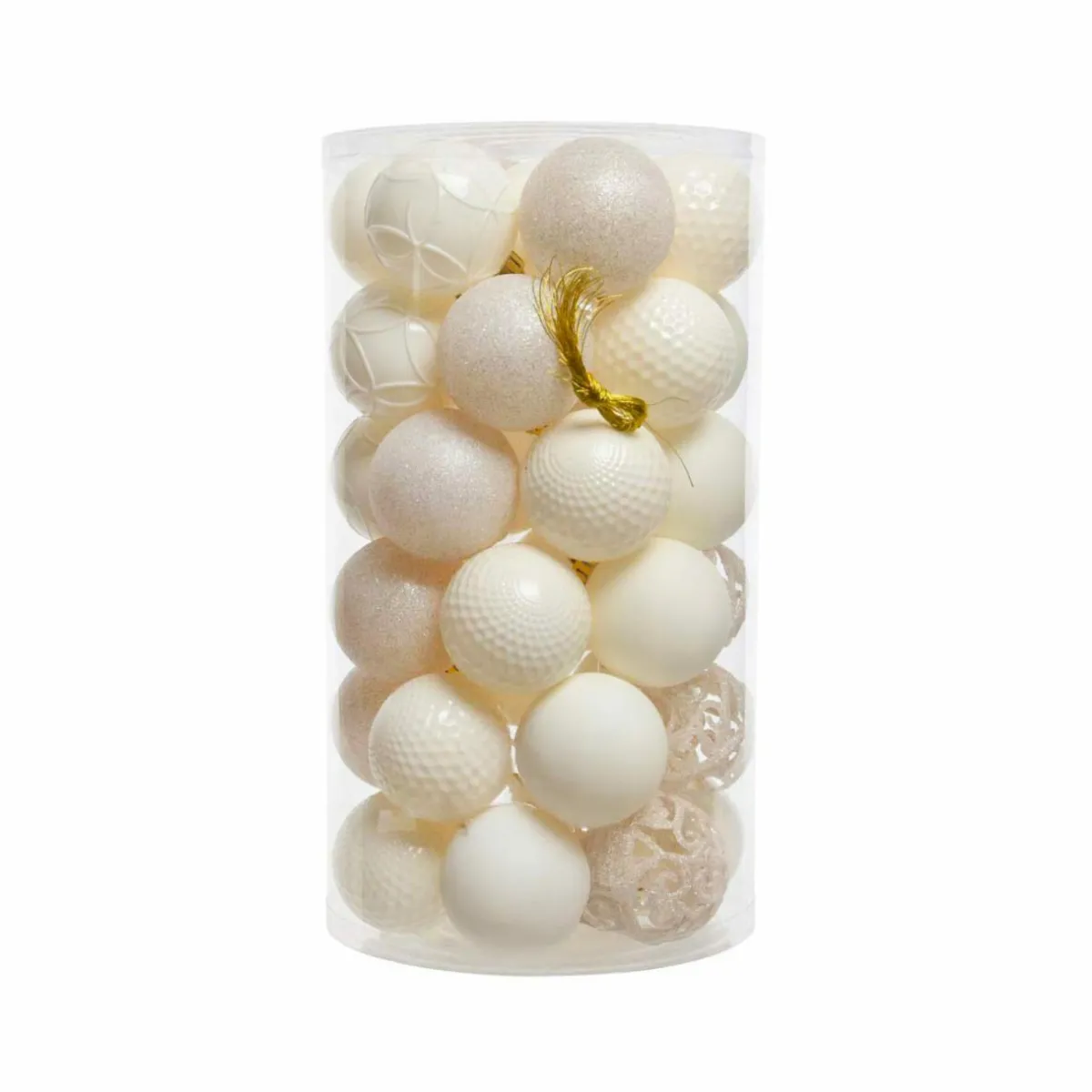 KAEMINGK Lot de 37 boules de Noël (D60 mm) Alpine mix Blanc laine Hot