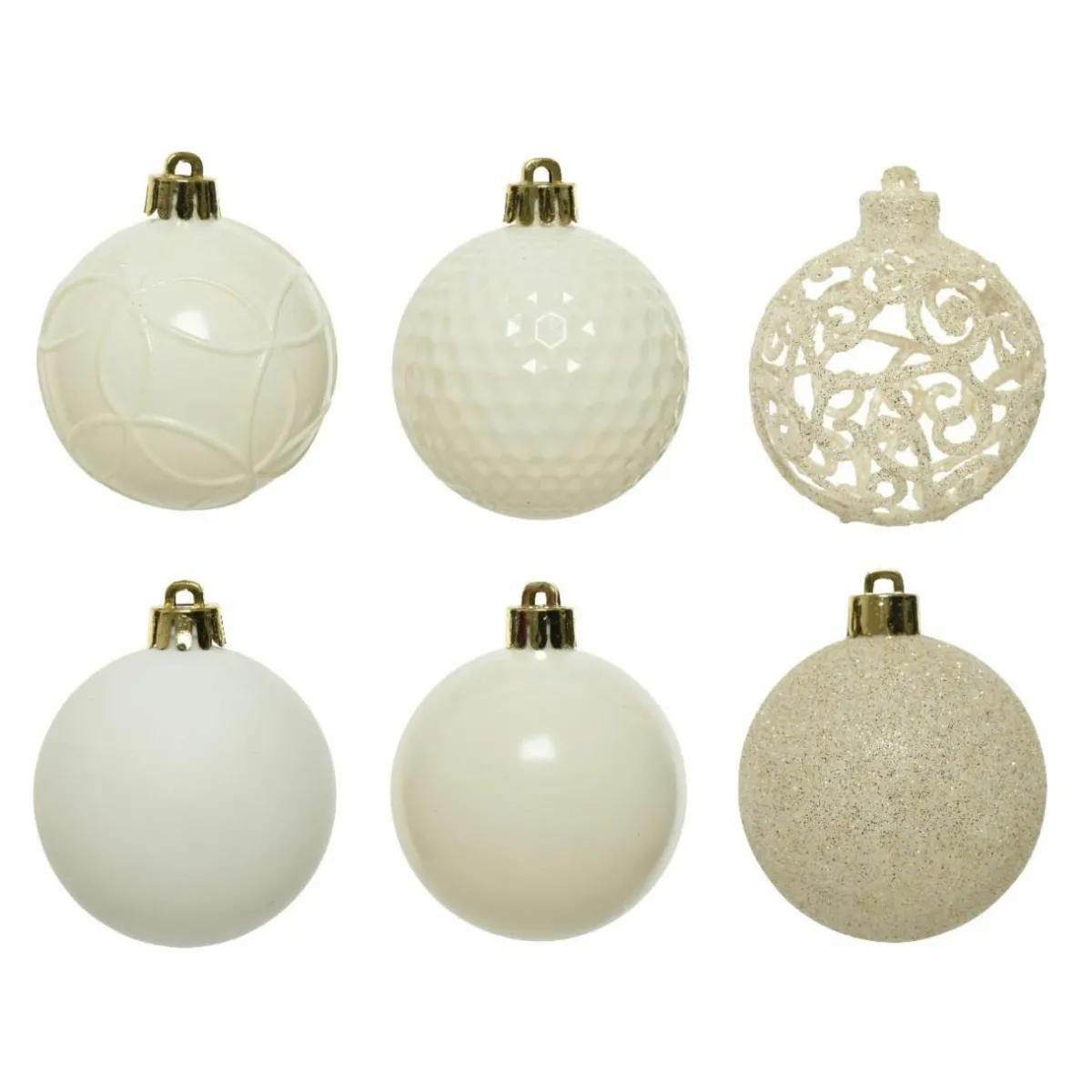 KAEMINGK Lot de 37 boules de Noël (D60 mm) Alpine mix Blanc laine Hot