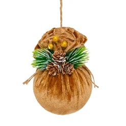 JJA Lot de 3 boules de Noël (D80 mm) Ballotines de velours Naturel