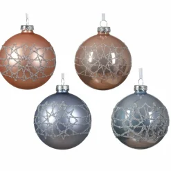 KAEMINGK Lot de 12 boules de Noël (D80 mm) en verre Lazy Rose et Bleu vaporeux New