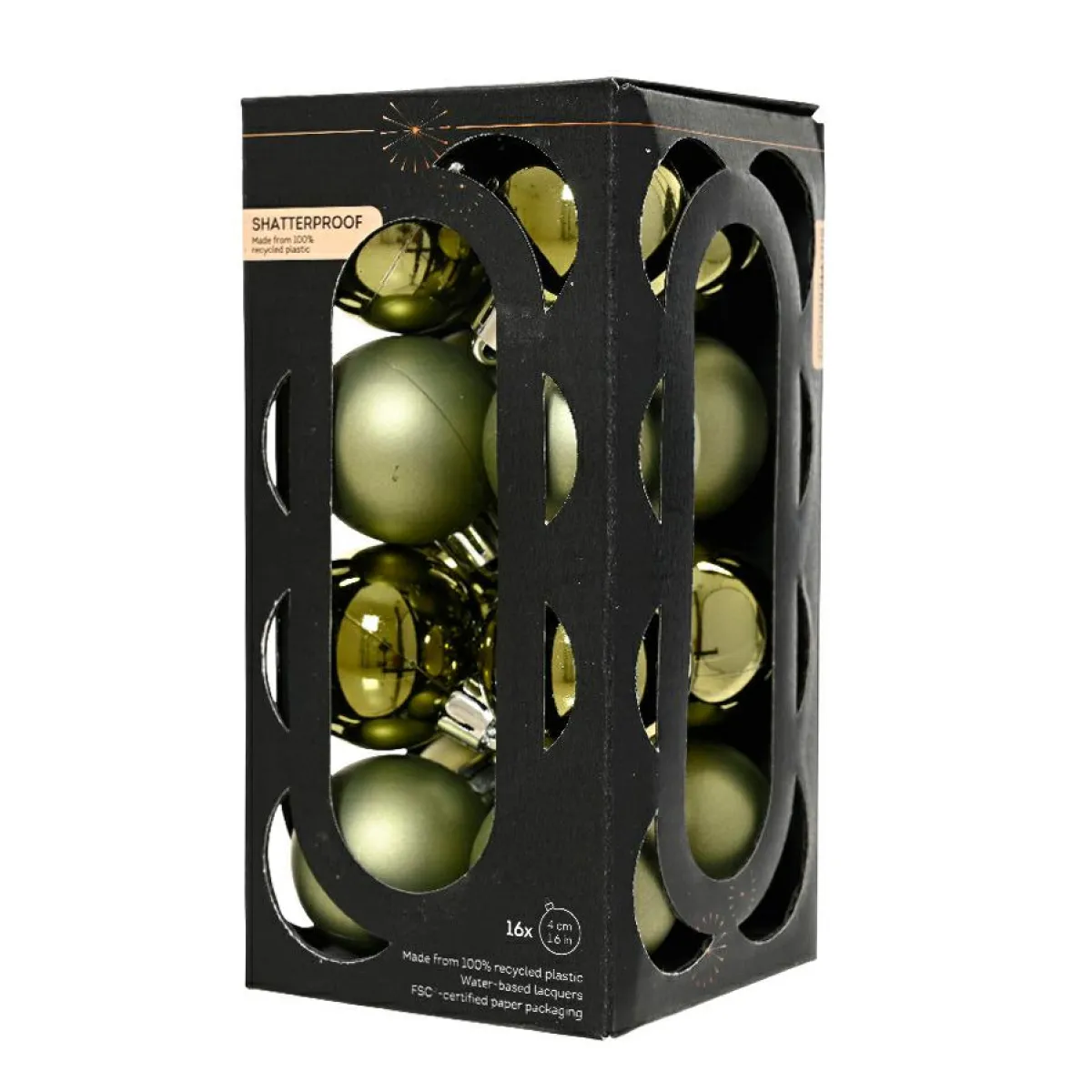 KAEMINGK Lot de 16 boules de Noël (D40 mm) Aravis Vert romarin New