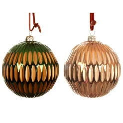 KAEMINGK Lot de 12 boules de Noël (D80 mm) Luxe Rétro et vert sapin Orange Outlet