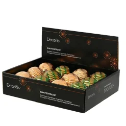 KAEMINGK Lot de 12 boules de Noël (D80 mm) Luxe Rétro et vert sapin Orange Outlet