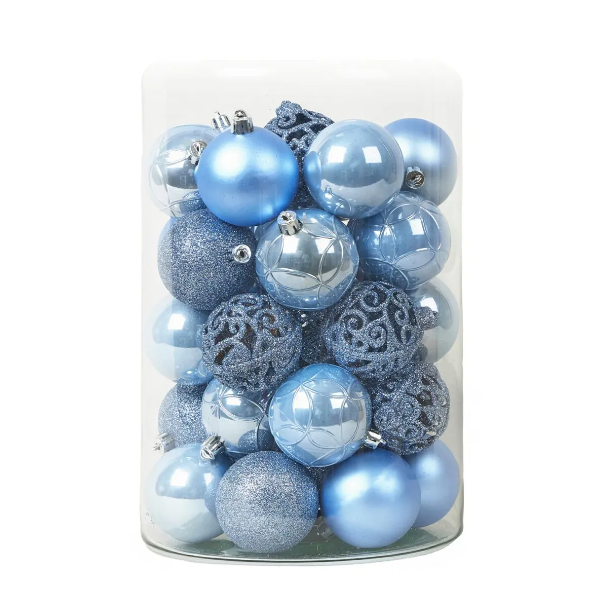 KAEMINGK Lot de 35 boules de Noël (D60 mm) Aravis Bleu Ciel Discount