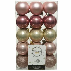 KAEMINGK Lot de 30 boules de Noël (D60 mm) Alpine multi Rose poudré Discount