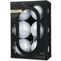 KAEMINGK Lot de 6 boules de Noël (D80 mm) Aravis Blanc New