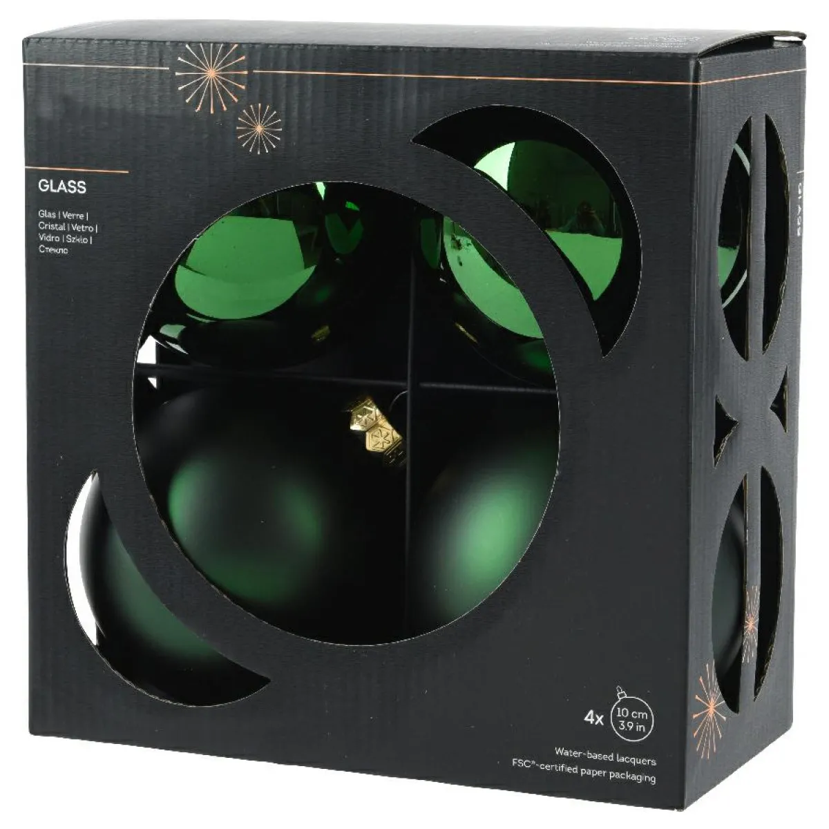 KAEMINGK Lot de 4 boules de Noël en verre (D100 mm) Boréal Vert sapin