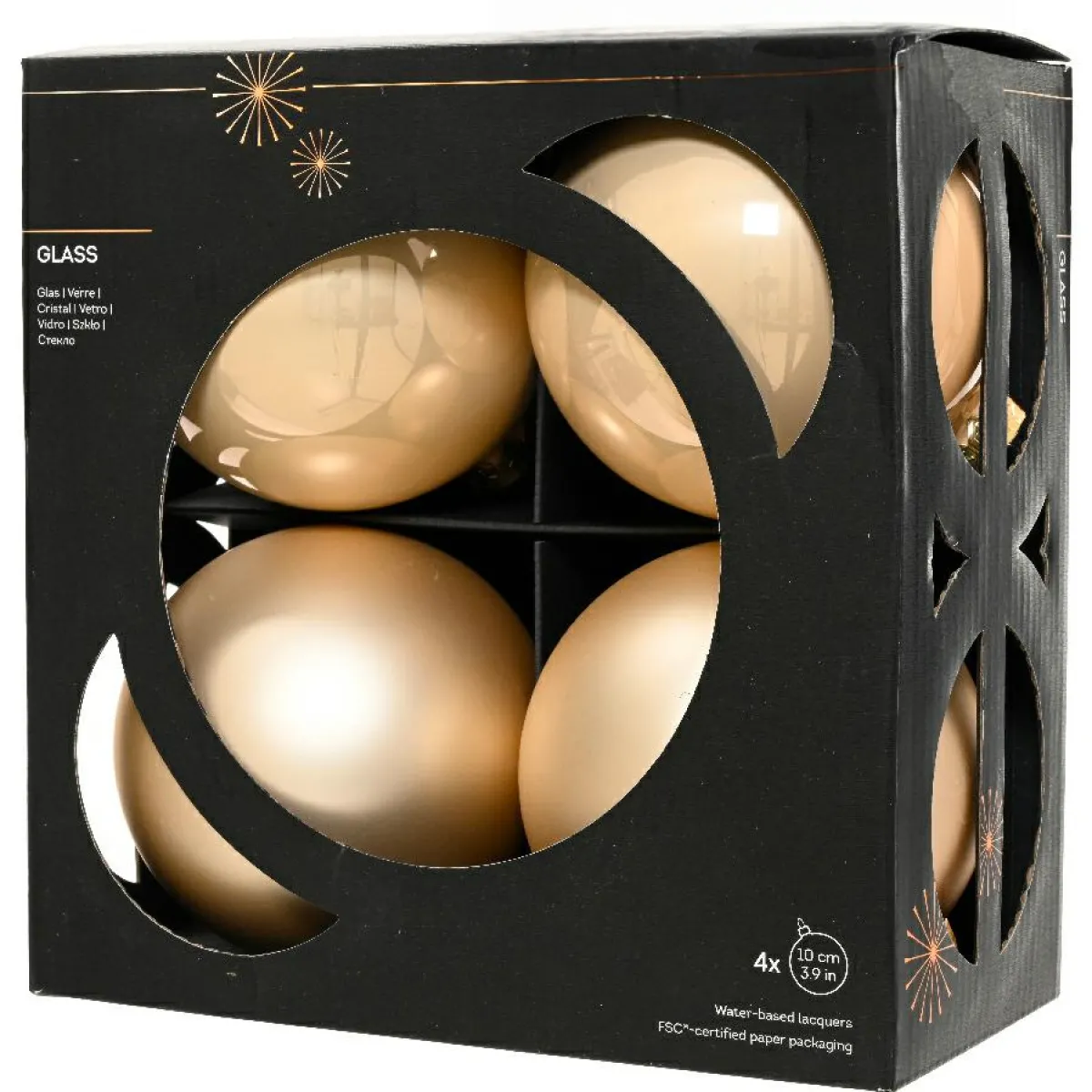 KAEMINGK Lot de 4 boules de Noël en verre (D100 mm) Boréal Perle Best