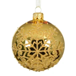 KAEMINGK Lot de 6 boules de Noël en verre (D80 mm) Flocon pailleté Or Best