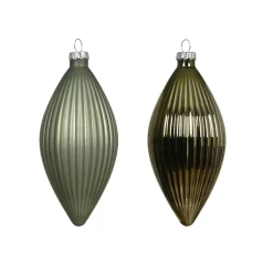 KAEMINGK Lot de 3 boules de Noël en verre (D60 mm) Goutte précieuse Vert romarin Online