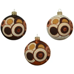 KAEMINGK Lot de 6 boules de Noël en verre (D80 mm) Rétro Noir truffé et citrouille Orange Citrouille Hot